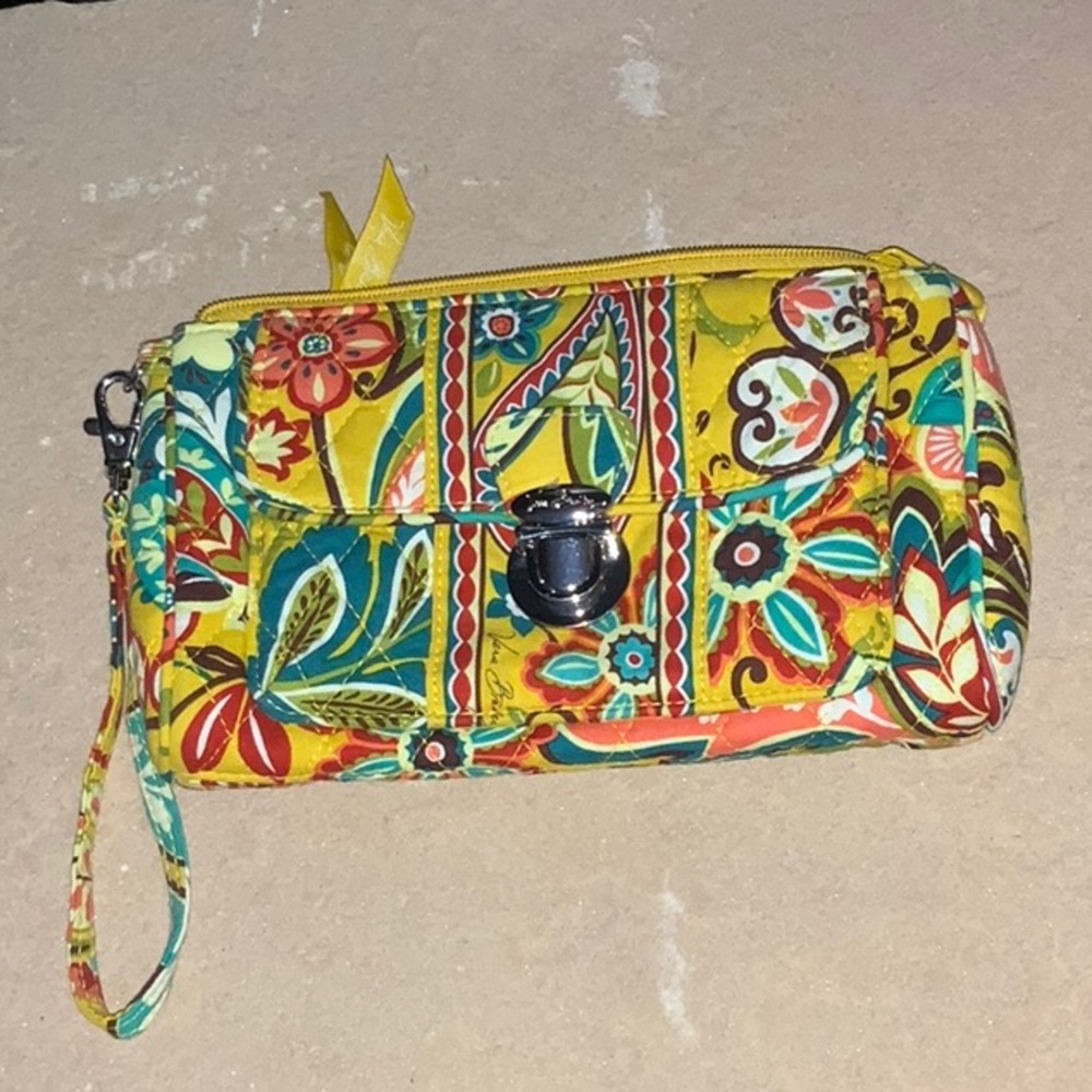Vera Bradley Provençal Wristlet Purse Clutch Yellow Floral